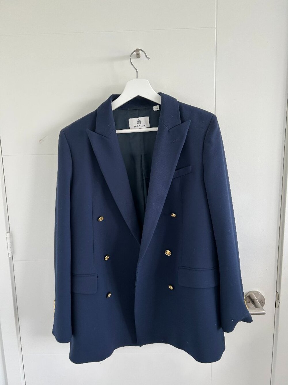 Aritzia Babaton Navy Double-Breasted Blazer with Gold Buttons – Size S